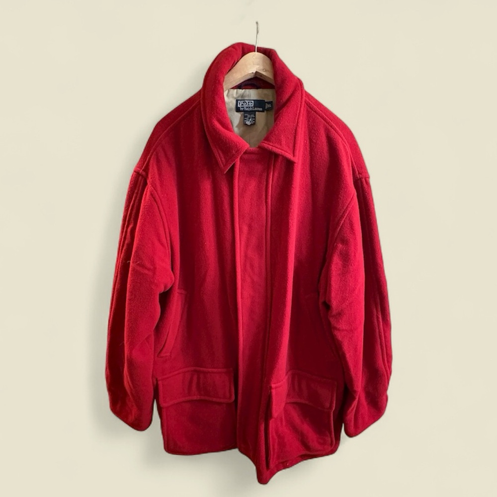 Vintage‎ Polo Ralph Lauren Red Barn Chore Wool Field Stadium Jacket Mens Size XL